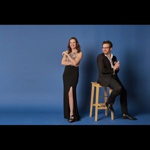 Dusty pink and black formal gown